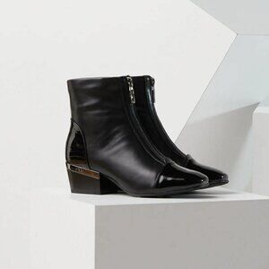 Azura Italian Mozza-B Boot | Black Patent Cap Toe | Go-Go Style | EU 37 / NIB